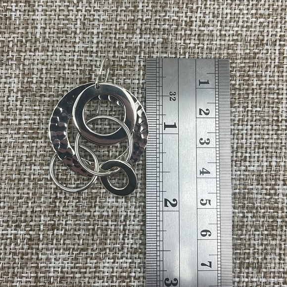 925 Sterling Silver Multi Circles Dangle Earrings Classic Look CII Mexico - Picture 4 of 9